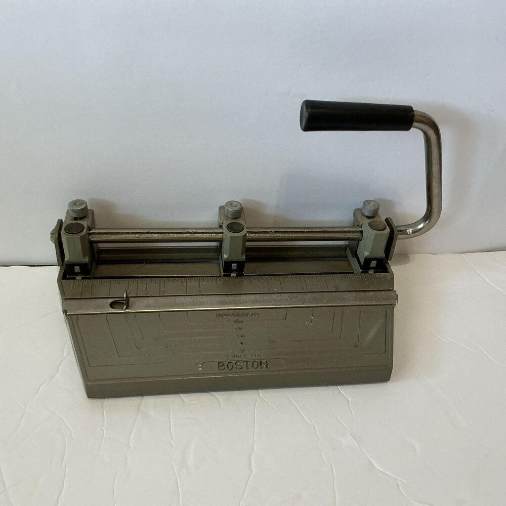 VTG Boston Heavy Duty 3 Hole Punch Adjustable WORKING Made in USA